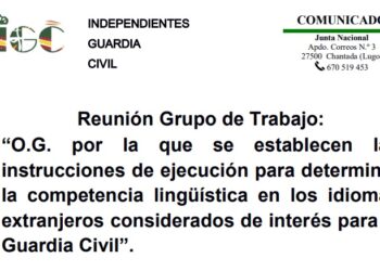 Reunión Grupo de Trabajo: “O.G. por la que se establecen las instrucciones de ejecución para determinar la competencia lingüística en los idiomas extranjeros considerados de interés para la Guardia Civil”.