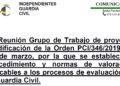 Resumen del GT de Proyecto modificacion de la Orden PCI/346/2019 «Procesos de Evaluacion Guardia Civil»