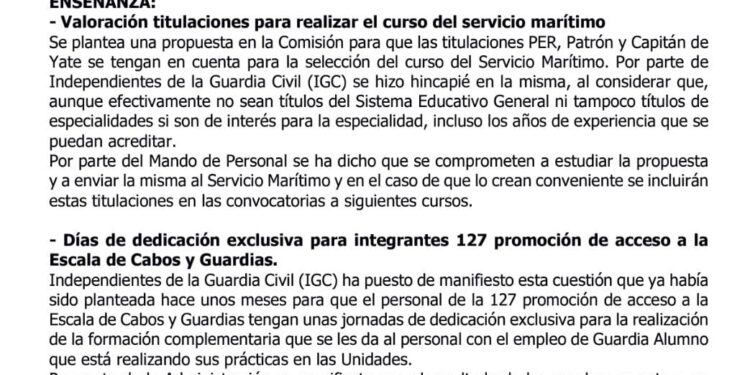 RESUMEN COMISIÓN PREPARATORIA EN EL CONSEJO DE LA GUARDIA CIVIL
