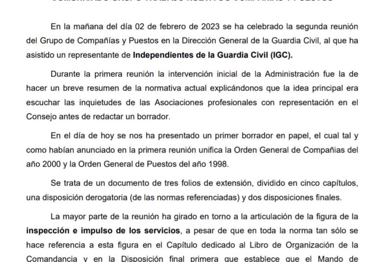 COMUNICADO GRUPO TRABAJO NUEVA OG COMPAÑÍAS Y PUESTOS