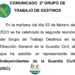 COMUNICADO  2º GRUPO DE TRABAJO DE DESTINOS