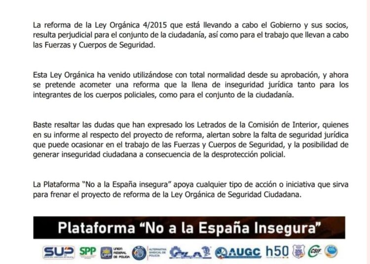 Plataforma No a la #EspañaInsegura