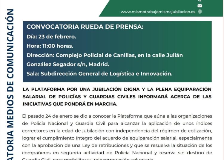 Convocatoria rueda de prensa, día 23 de febrero a las 11.00