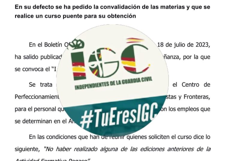 IGC SOLICITA LA HOMOLOGACIÓN DEL CURSO PEGASO AL PERSONAL QUE TENGA LAS ACTIVIDADES FORMATIVAS DE PEGASO