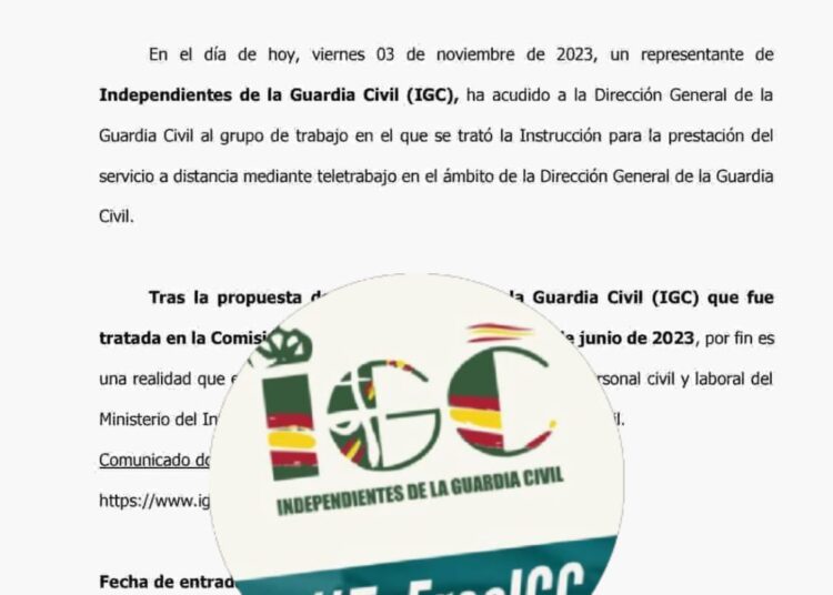 COMUNICADO GT INSTRUCCION TELETRABAJO GUARDIA CIVIL