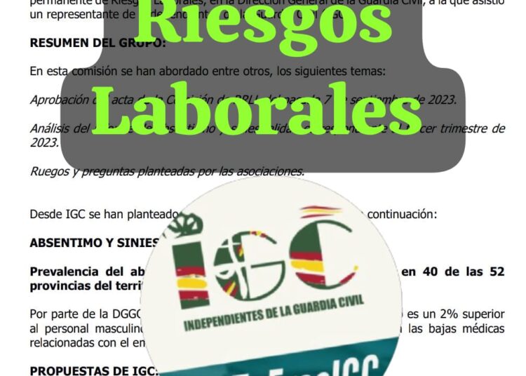 RESUMEN COMISION PERMANENTE SOBRE PREVENCION DE RIESGOS LABORALES EN LA GUARDIA CIVIL.