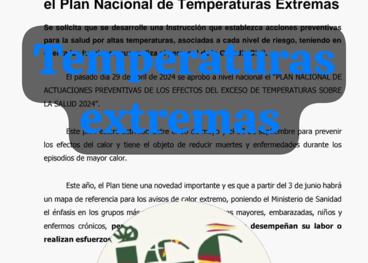 IGC solicita una Instrucción que desarrolle el Plan Nacional de Temperaturas Extremas