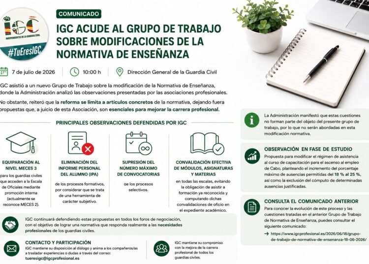 IGC acude al grupo de trabajo de relativo a modificaciones “Normativa de Enseñanza”
