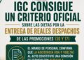 IGC consigue un criterio oficial sobre las dietas por la entrega de Reales Despachos de las promociones 130 y 171