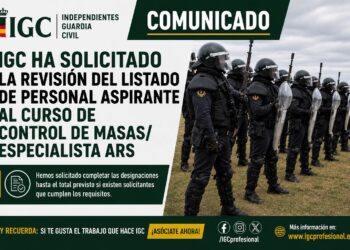 IGC ha solicitado la revisión del listado de personal aspirante al Curso de Control de Masas/Especialista ARS