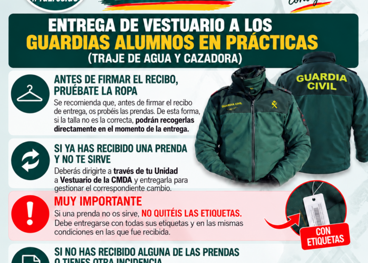 IGC informa sobre la entrega de vestuario a los Guardias Alumnos en Prácticas