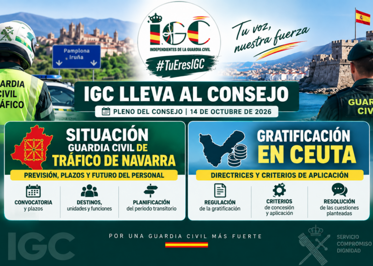 IGC solicita abordar la situación de Tráfico en Navarra y la gratificación de Ceuta en el próximo Pleno del Consejo