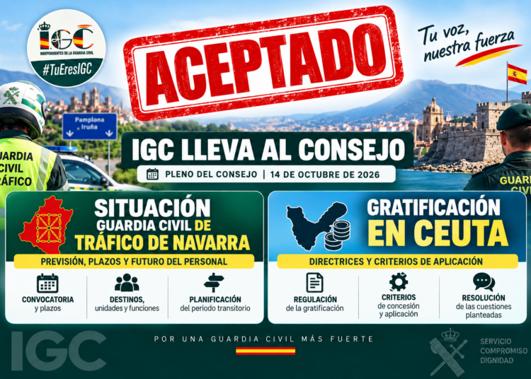 IGC logra que la situación de Tráfico en Navarra y la gratificación de Ceuta sean abordadas en el próximo Pleno del Consejo
