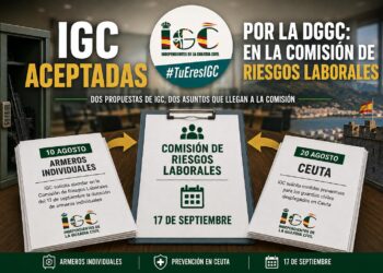 LA DIRECCIÓN GENERAL ATIENDE LAS PETICIONES DE IGC E INCLUYE LOS ARMEROS INDIVIDUALES Y LA SITUACIÓN PREVENTIVA EN CEUTA EN LA COMISIÓN DE RIESGOS LABORALES