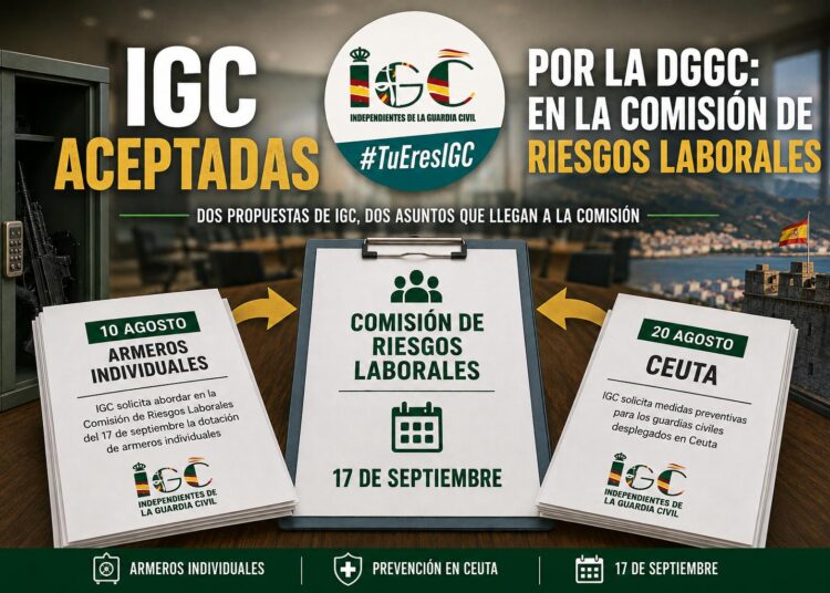 LA DIRECCIÓN GENERAL ATIENDE LAS PETICIONES DE IGC E INCLUYE LOS ARMEROS INDIVIDUALES Y LA SITUACIÓN PREVENTIVA EN CEUTA EN LA COMISIÓN DE RIESGOS LABORALES