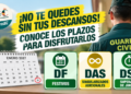 ¡NO TE QUEDES SIN TUS DESCANSOS! CONOCE LOS PLAZOS PARA DISFRUTARLOS (DF, DAS y DSJ)